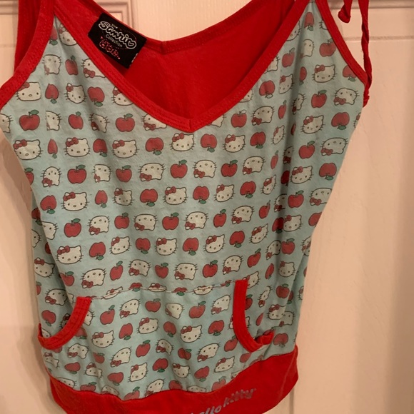 Vintage Sanrio hello kitty by doe kangaroo pocket tie tank - Picture 3 of 6